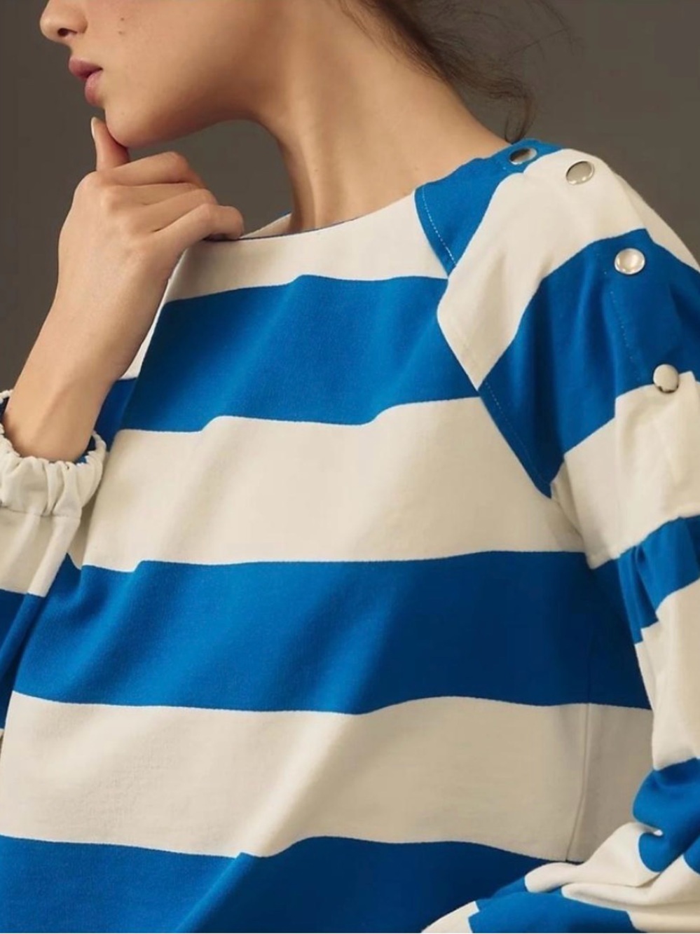 Maeve by Anthropologie French Terry Striped Sweatshirt - Picture 2 of 7
